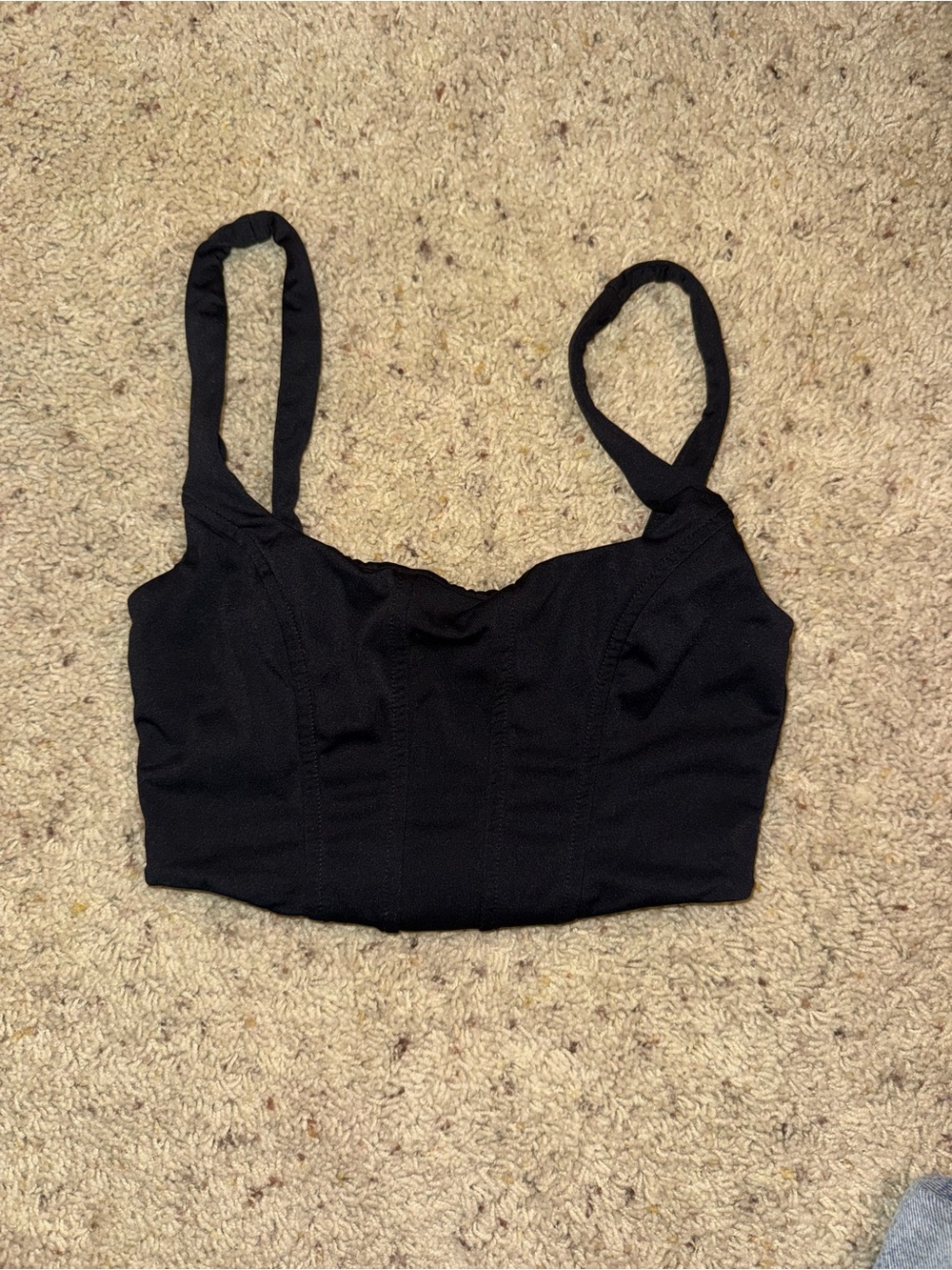 Nama Black Cropped Bustier Tank Top